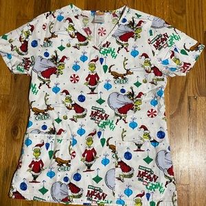 Dr Seuss grinch Christmas scrub top size XS